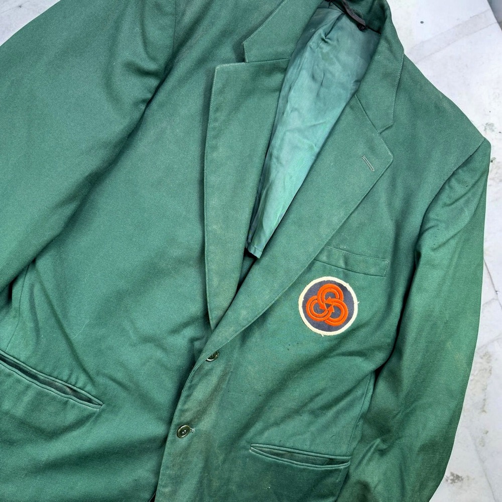 Vintage Harris‎ Uniforms Blazer Mens XL Green Patch Sport Coat Uniform Jacket